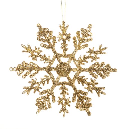 Darice 1629-45 10-Piece Snowflake Ornament, 4-Inch, Glittered Gold