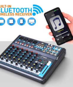 Pyle Professional Audio Mixer Sound Board Console Desk System Interface 8 Channel Digital USB Bluetooth MP3 Computer Input 48V Phantom Power Stereo DJ Studio FX 16Bit DSP Processor PMXU83BT, Black 21 91cHsdpYqML