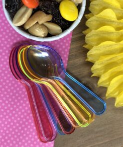 Mini Taster Spoons - Clear Plastic - Blue, Pink, Green, Yellow, Orange - 150 Pack by Outside the Box Papers 18 91cMno0028L