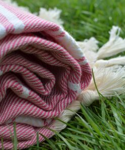 Dandelion - Basic Pattern - 100% Naturally-Dyed Cotton Turkish Towel Peshtemal - 71x39 Inches - Rose Pink 12 91cOiKfX2lL