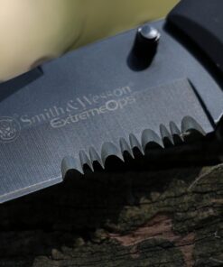 Smith & Wesson SWFR2S 8in High Carbon S.S. Folding Knife with 3.3in Tanto Point Serrated Blade and Aluminum Handle for Outdoor, Tactical, Survival and EDC Box 18 91cQnGQ qhL