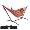 Best ChoiceProducts Double Hammock with Space Saving Steel Stand Includes Portable Carrying Case, Red Red Stripe 28 91cY M1SHsL