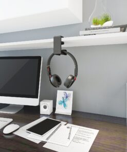Alternative view of PC Gaming Headset Headphone Hook Holder Hanger Mount, Headphones Stand with Adjustable & Rotating Arm Clamp, Under Desk Design, Universal Fit, Built in Cable Clip Organizer EURPMASK 1 Unit black