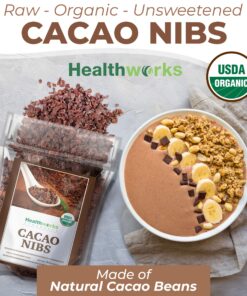 Healthworks Cacao Nibs Raw Organic (32 Ounces / 2 Pound) | Criollo Bean | Unsweetened Chocolate Substitute | Certified Organic | Keto, Vegan & Non-GMO | Antioxidant 32 oz/2 Pound 11 91cuP xvaL