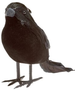 PREXTEX 6pcs Black-Feathered Small Crows Halloween Decorations | Outdoor&Indoor Decor | Fake Bird, Halloween Birds, Scary Ravens, Decorative Crows, Raven | Home, Fence, Porch, Tree, Party Decoration 26 91cwqsCz2UL