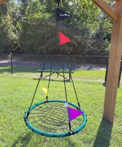 Royal Oak Giant 40 Inches Spider Web Tree Swing, 600 lb Weight Capacity, Durable Steel Frame, Waterproof, Adjustable Ropes, Flag Set and 2 Carabiners, Non-Stop Fun for Kids! Green 21 91d3BZlJ08L