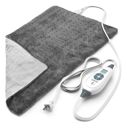 Pure Enrichment® PureRelief™ XL Heating Pad - 12" x 24" Electric Heating Pad for Back Pain & Cramps, 6 Heat Settings, FSA/HSA Eligible, Soft Machine Wash Fabric, Auto-Off & Moist Heat (Charcoal Gray)