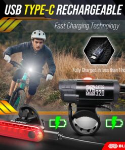 BLITZU Bike Lights, Bike Reflectors Front and Back. LED Rechargeable Headlight Rear Taillight & Bell Set Bicycle Accessories for Night Riding Men Women Kids. Gift for Dad, Mom, Boys, Girls 24 91d5Cs6q3rL