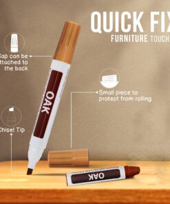 RamPro Furniture Markers Touch up, 12 Piece Furniture and Wood Floor Markers and Crayons Repair Kit - 6 Felt Tip Wood Markers, 6 Wax Crayons in Black, Maple, Oak, Cherry, Walnut and Mahogany Set of 12 33 91d5KdozKL