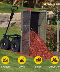 Gorilla Carts Heavy Duty Steel Dump Cart Garden Wagon w/Quick Release System, 1200 Pound Capacity, Removable Sides & Convertible Handle, Gray Finish 33 91d8jpL7WLL