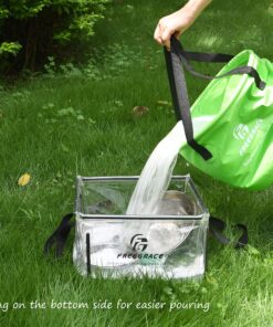 Premium Collapsible Bucket by Freegrace - Compact Portable Folding Water Container - Lightweight & Durable - Includes Handy Tool Mesh Pocket Green 16L 15 91dD7SS4YeL 2