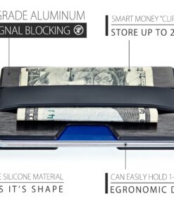 ROCO MINIMALIST Aluminum Slim Wallet RFID BLOCKING Money Clip - No.2 Black 42 91dP9HLcNYL