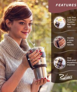 Travel Mug 30 Oz. Stainless Steel Tumbler -Removable Handle | Sliding & Regular Lid, 3 Straws & Cleaning Brush | Double Wall Vacuum Insulated Rambler Suitable For Coffee Hot & Cold Drinks By Ziloes 15 91dQw76p8sL