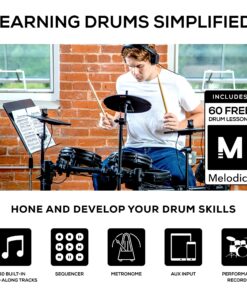 Alesis Nitro Mesh Kit - Electronic Drum Set with Quiet Mesh Pads, USB MIDI, Kick Pedal and Rubber Kick Drum, 40 Kits, 385 Sounds, Drum Lessons 1st Generation 42 91dWZa4LeWL