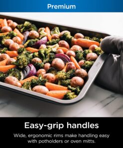 Ninja B39010 Foodi NeverStick Premium 10-Piece Bakeware Sheet Set, Oven Safe up to 500⁰F, with (2) Baking Sheets, Cookie Sheet, Loaf Pan, Muffin Pan, (4) Cake Pans & Cooling/Roasting Rack, Grey 10 Piece Set 27 91dZTEBypEL