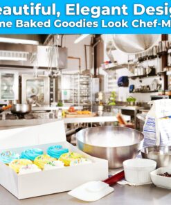 Gourmet 10in White Bakery Boxes 25 Pk. Cute Window Displays for Pies, Cakes, Cupcakes , Pastries. Transport Baked Goods w/ Sturdy, Easy-to Use Carriers. Give Sweet Holiday Gifts at Work, School 23 91dg6qIsP5L