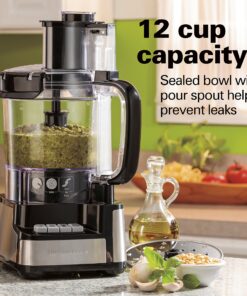 Hamilton Beach Stack & Snap Food Processor and Vegetable Chopper, BPA Free, Stainless Steel Blades, 12 Cup Bowl, 2-Speed 450 Watt Motor, Black (70725A) 33 91dkCAS8w5L 3