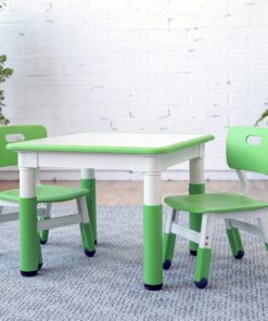ECR4Kids Dry-Erase Square Activity Table with 2 Chairs, Adjustable, Kids Furniture, Grassy Green, 3-Piece Table&Chairs 21 91doAzDoHaL