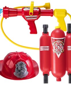 Prextex Fireman Backpack Water Guns for Kids w/Fire Hat | Water Toys Big Water Gun | Super Fast Squirt Water Blaster| All Ages Kids & Adults | Play Range Water Gun for Pool Party Favors Includes fireman hat 26 91dtzVl3OYL 1