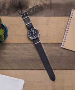 Benchmark Basics Leather Watch Band - Crazy Horse Oiled Leather One-Piece Watch Straps for Men & Women - Choice of Color & Width - 18mm, 20mm, 22mm or 24mm Black 10 91dwYGiMT4L