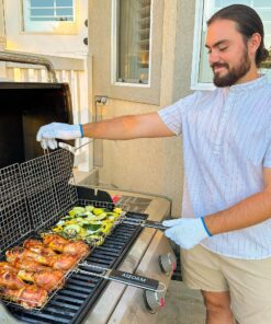 AIGMM Portable Stainless Steel BBQ Barbecue Grilling Basket for Fish ,Vegetables , Steak ,Shrimp, Chops and Many Other Food .Great and Useful BBQ Tool. Deep 26 91e2EbGPkL