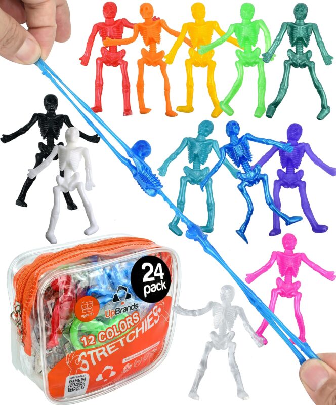 Catalog 8 UpBrands Halloween Party Favors for Kids Stretchy Skeleton Bulk Set, 12 Glitter Colors, Kit for Birthday's, Goodie Bags, Easter Egg Basket, Pinata Filler, Small Toys Classroom Prizes (24 Pack) 24 Pack
