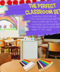 U.S. Art Supply 20-Piece Large Round and Flat Children's Hog Bristle Tempera Paint Brush Set - Fun Kid's Party, School, Student, Class Craft Painting - Beginners Starter Artist Painting Brush Kit Assorted Hog Bristle 10 91eQiQgZX9L