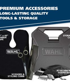 Wahl USA Elite Pro High-Performance Corded Home Haircut & Grooming Kit for Men – Electric Hair Clipper – Model 79602M Black 41 91eRjJAniHL