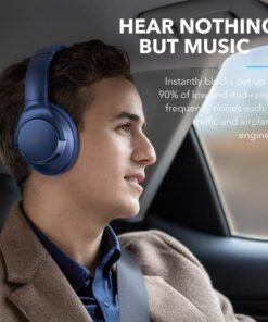 Soundcore Anker Life Q20 Hybrid Active Noise Cancelling Headphones, Wireless Over Ear Bluetooth Headphones, 60H Playtime, Hi-Res Audio, Deep Bass, Memory Foam Ear Cups, for Travel, Home Office Blue 20 91eSfD8ASFL 1