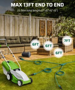 DEWENWILS 25 Ft Outdoor Extension Cord Multiple Outlets for Christmas, Evenly Spaced 3 Outlets Plugs with Safety Cover, 16/3 SJTW Weatherproof Wire for Outdoor Lights and Holiday Decorations Green 16 91eVddYvAlL