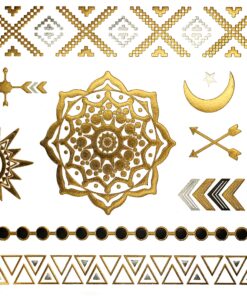 Terra Tattoos Gold Black Metallic Henna Temporary Tattoos Designs Elephants, Flowers, Stars & more! Waterproof Nontoxic Long Lasting Perfect for Beach, Festivals, & Parties (Gypsy) Gypsy 23 91eZGU1wekL