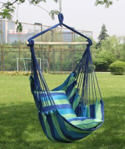 Sorbus Stylish Swing Chair - Fine Cotton Weave for Super Comfort & Durability - Hanging Hammock Chair w/2 Seat Cushions- Portable Outdoor Hanging Chair w/Hardware Kit - Indoor Outdoor Use - Max 265lbs Blue 31 91ea3456E6L 1