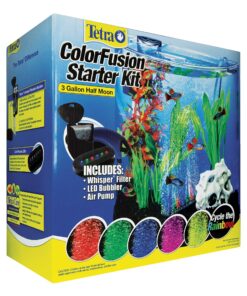 Tetra ColorFusion Starter aquarium Kit 3 Gallons, Half-Moon Shape, With Bubbler And Color-Changing Light Disc 36 91egau0DY4L
