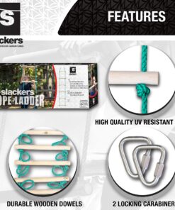 Slackers 8 ft Rope Ladder - Best Outdoor Ninja Warrior Training Equipment For Kids - A Great Addition To Your Backyard Ninjaline Obstacle Course - Rated Ages 5+ 15 91ehOSmVCjL