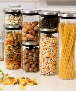 Balchy 5-Piece Canisters Sets with Silicone Seal Borosilicate Glass Jars Vacuum Seal for Tea Coffee Sugar Pop Flour Canister for Kitchen large 26 91ejyu9LqL