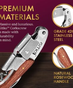 Wine Opener & Waiters Corkscrew-With a Comfortable Rosewood handle – Wine And Beer Bottle Opener For Bartenders, Waiters, –With A Wine Key Foil Cutter - With a Nice Pouch Included 1Pack 12 91ekgT loL