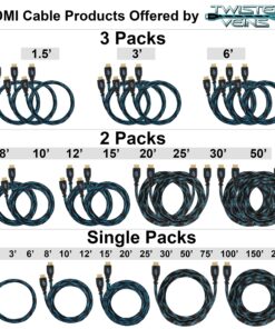 Twisted Veins HDMI 90 & 270 Degree, 4-Pack, Right Angle Adapters/Connectors, Supports HDMI 2.0b 4K 60hz HDR 270 & 90 Degree Adapters, 4 pack 32 91el8U1qrCL