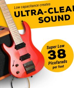 GLS Audio Instrument Cable - 1/4 Inch TS to 1/4 Inch Instrument Cable for Bass/Electric Guitar- Brown/Yellow Braided Tweed, 15ft 15 Ft. Straight Gold 23 91els5w85vL