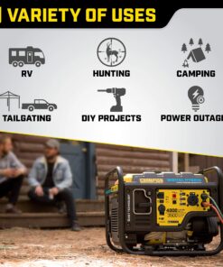 Champion Power Equipment 100302 4000-Watt RV Ready Open Frame Inverter, Yellow 4000-Watt + Gas + Manual Start 31 91emeg1Jo2L