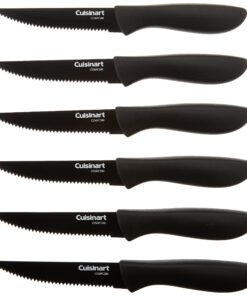Cuisinart C55-6PCSBK Advantage Color Collection 6-Piece Ceramic Coated Steak Knife Set, Black