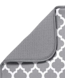 S&T INC. Dish Drying Mat for Kitchen, Absorbent, Reversible Microfiber Dish Mat, 16 Inch x 18 Inch, White Trellis 26 91esBFwJkL 1