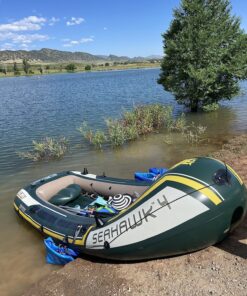 INTEX Seahawk Inflatable Boat Series: Includes Deluxe Aluminum Oars and High-Output Pump – SuperStrong PVC – Fishing Rod Holders – Heavy Duty Grab Handles – Gear Pouch Seahawk 4 Boat Set 33 91ezrdVX 2L