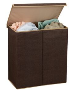Household Essentials 5614 Double Hamper Laundry Sorter with Magnetic Lid, Brown Coffee Linen 30 91f3PtbWaFL