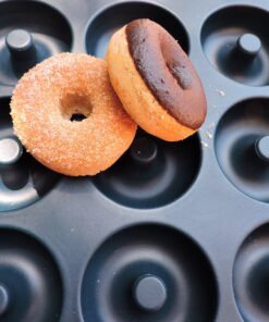 Large Non-Stick 100% LFGB Grade Silicone Donut Pan, Makes 9 Full Size Donuts, Oven, Dishwasher and Freezer Safe Donut Mold by Unicorn Glitter LLC Navy 27 91f63XZdZL