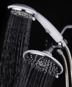 HotelSpa 30-Setting Ultra-Luxury 3 Way Rainfall Shower-Head/Handheld Shower Combo with Patented ON/OFF Pause Switch (Dual White/Chrome Finish) 5 ft Hose Chrome & White 22 91f6YrZF1JL