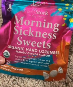 Pink Stork Morning Sickness Sweets, Organic Mango Ginger Candy with Vitamin B6 for Morning Sickness Support and Occasional Motion Sickness, Pregnancy Must Haves - 30 Wrapped Drops 32 91f94XIEbtL