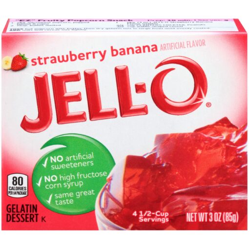 JELL-O Strawberry Banana Gelatin Dessert Mix (3 oz Boxes, Pack of 6) 3 Ounce (Pack of 6)