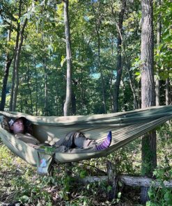 COVACURE Camping Hammock with Net - Lightweight Double Hammock 2 * 10ft Straps, Portable Hammocks, Camping Accessories for Outdoor, Hiking, Camping, Backpacking, Travel, Beach Green 31 91fEB6iCZdL