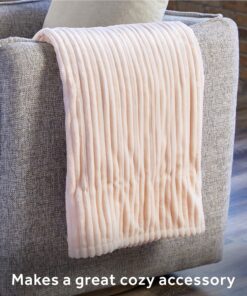 Sunbeam Royal Posh Ribbed Champagne Heated Personal Throw / Blanket, Cozy-Warm, Adjustable Heat Settings Ribbed Throw 17 91fGrnE SWL