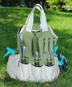 Garden Tool Set | Garden Tools Organizer Tote | Gardening Gloves Included Great Garden Tools for Woman and Men | 9 Piece Garden Accessories Tool Organizer Kit | Gardening Gifts | Gardeners Supply Green 26 91fOAzIUlsL